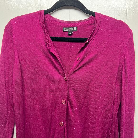 Nicole Miller Sparkle Metallic Button Front Women's Long Sleeve Cardigan Small - Picture 3 of 12